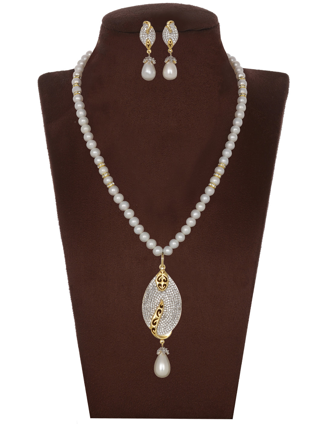 Natural Fresh Water Real Single String Pearl Set With Certificate(D.No ADPRLS337)