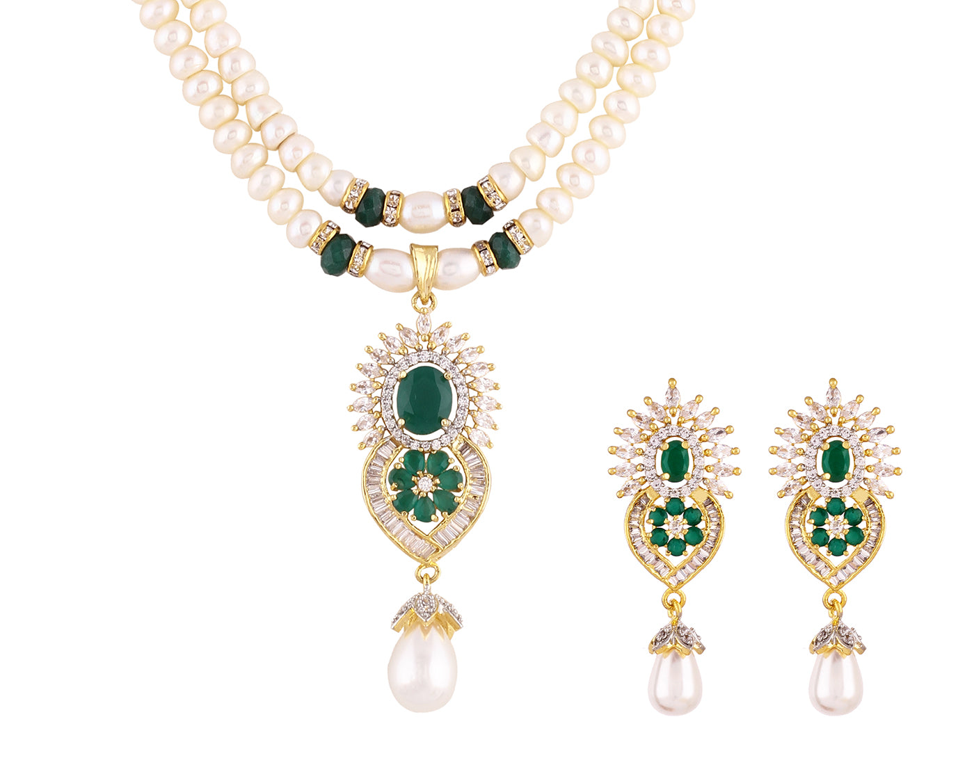 Real Natural Fresh Water Double String Pearl Set With Certificate(D.No ADPRLS460)