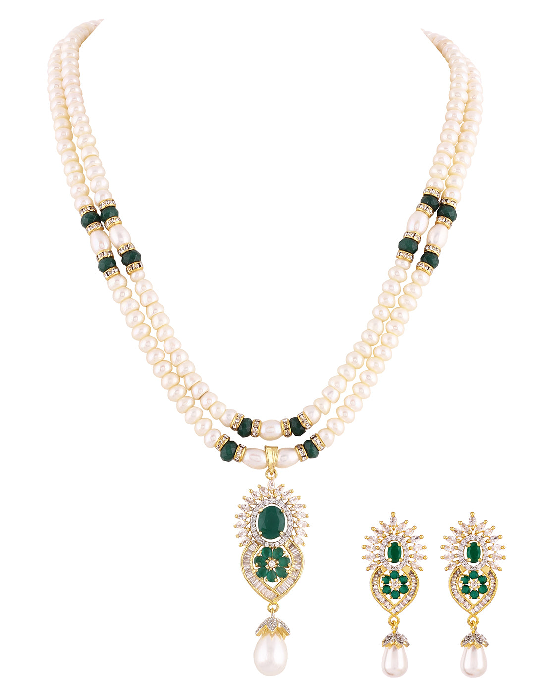 Real Natural Fresh Water Double String Pearl Set With Certificate(D.No ADPRLS460)