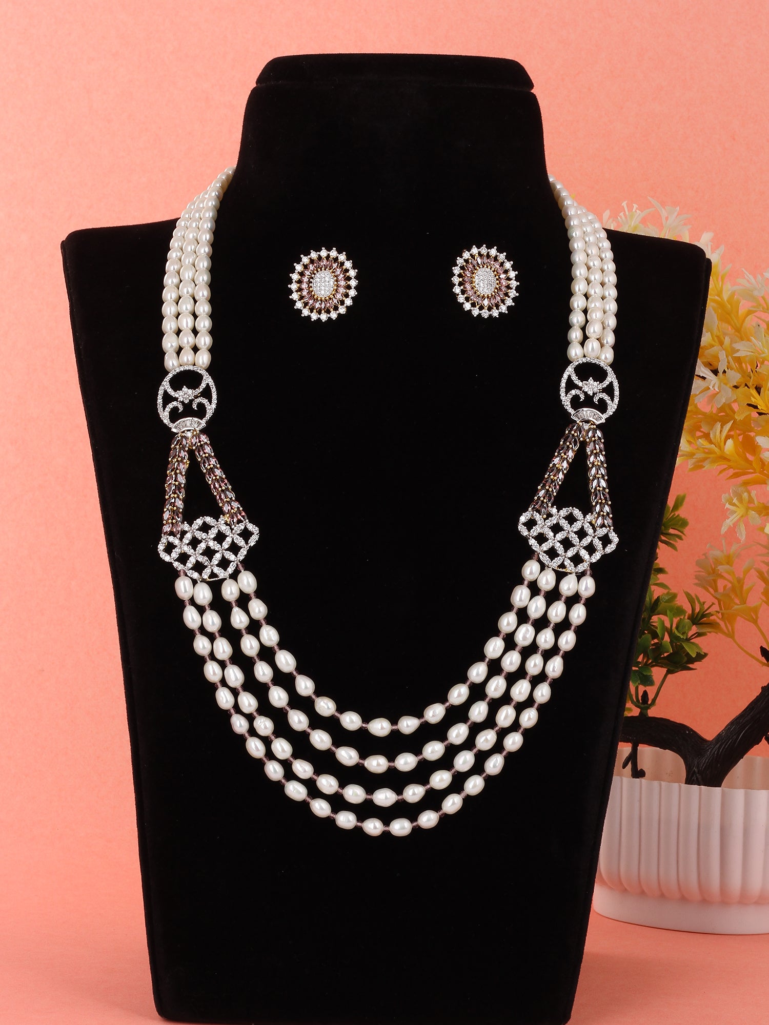 Real Natural Fresh Water Pearl Set With Certificate(D.No ADPRLS521)