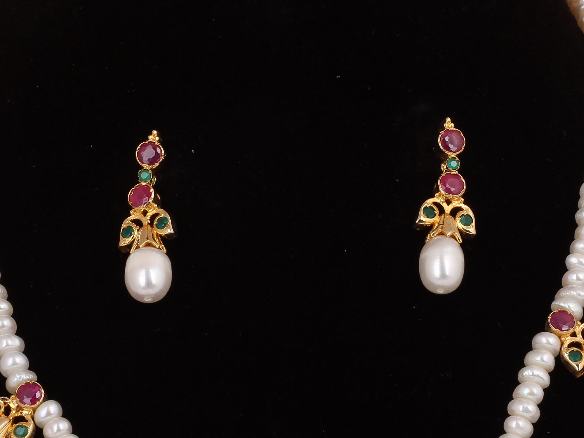 Real Natural Fresh Water Triple String Pearl Set With Certificate(D.No ADPRLS533)