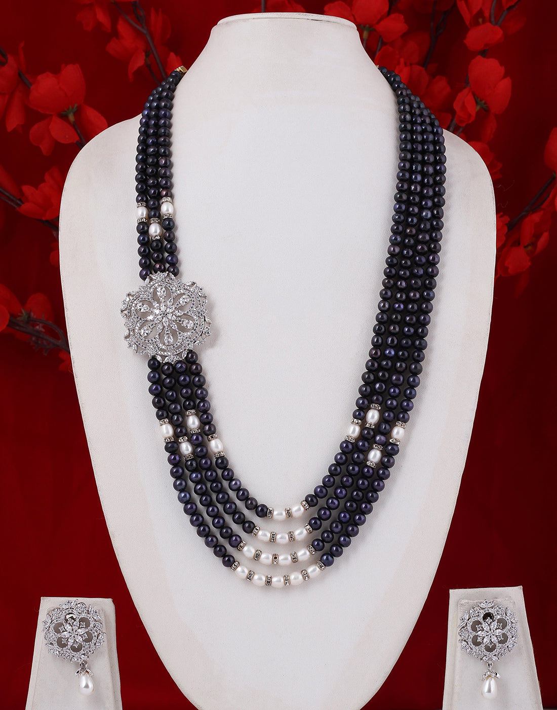 Real Natural Fresh Water Pearl Set With Certificate(D.No ADPRLS607)