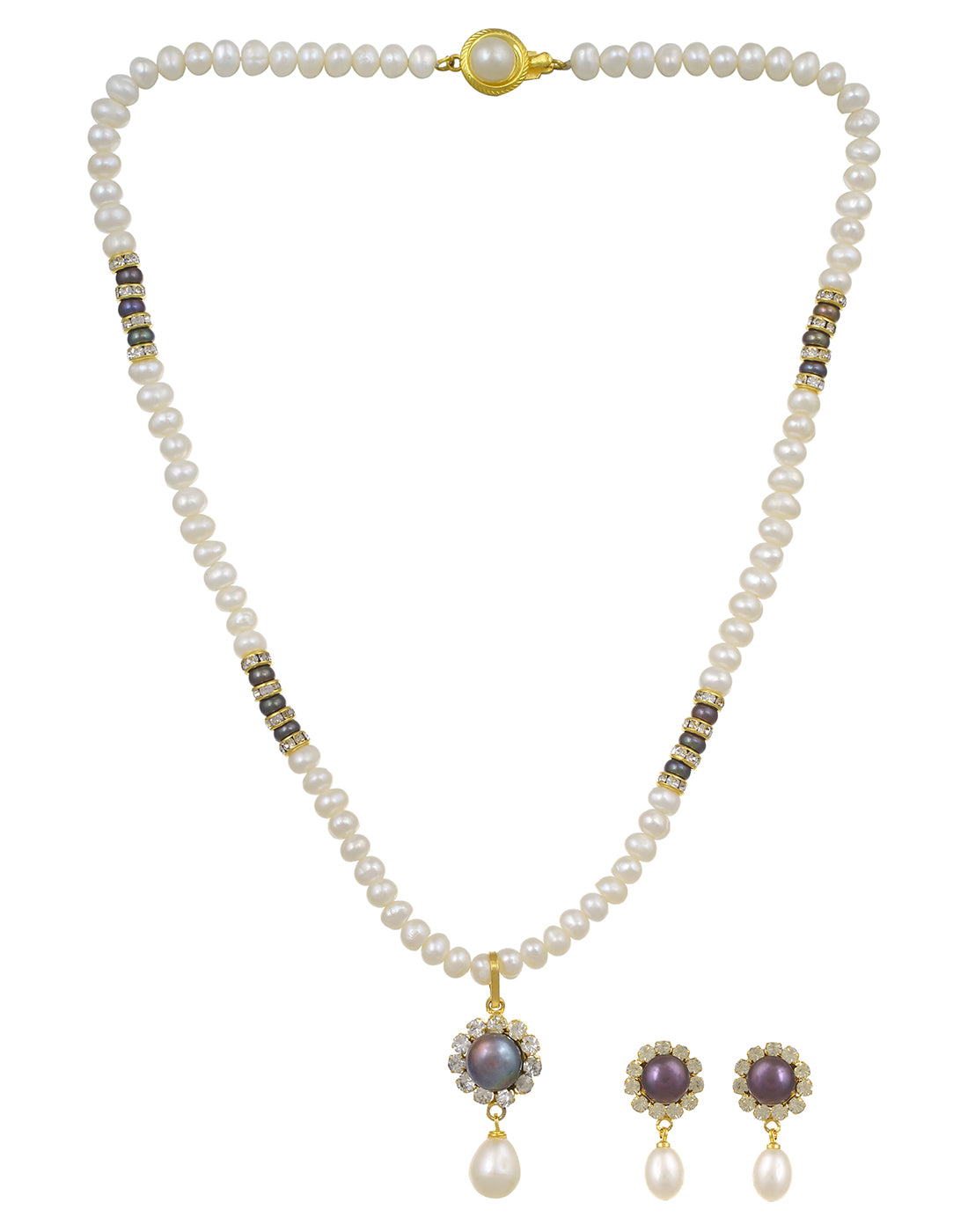 Real Natural Fresh Water Single String Pearl Set With Certificate(D.No ADPRLS715)