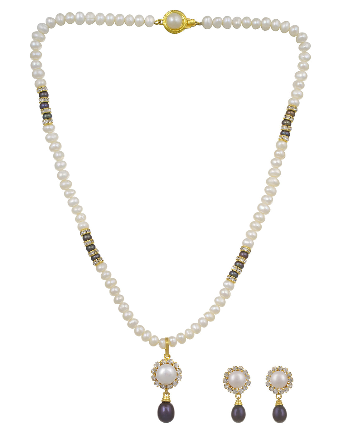 Real Natural Fresh Water Single String Pearl Set With Certificate(D.No ADPRLS716)