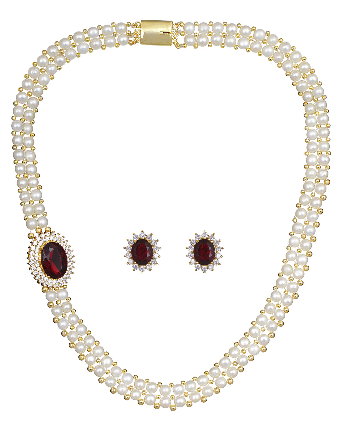 Real Natural Fresh Water Button Pearl Set With Certificate(D.No ADPRLS740)