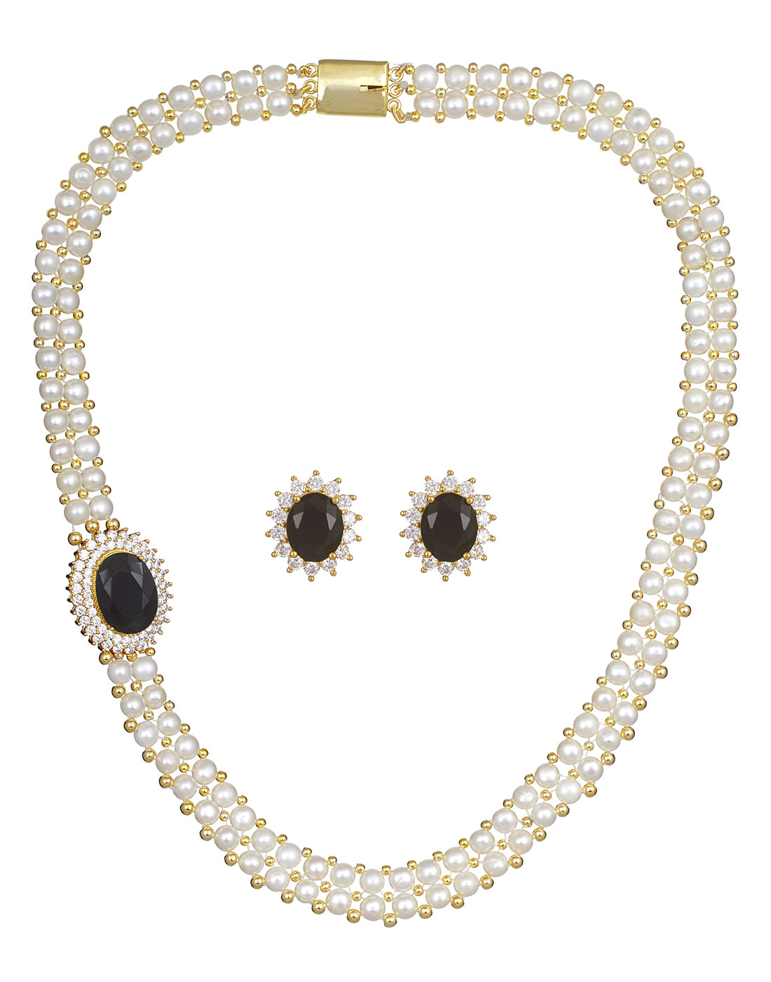 Real Natural Fresh Water Button Pearl Set With Certificate(D.No ADPRLS741)