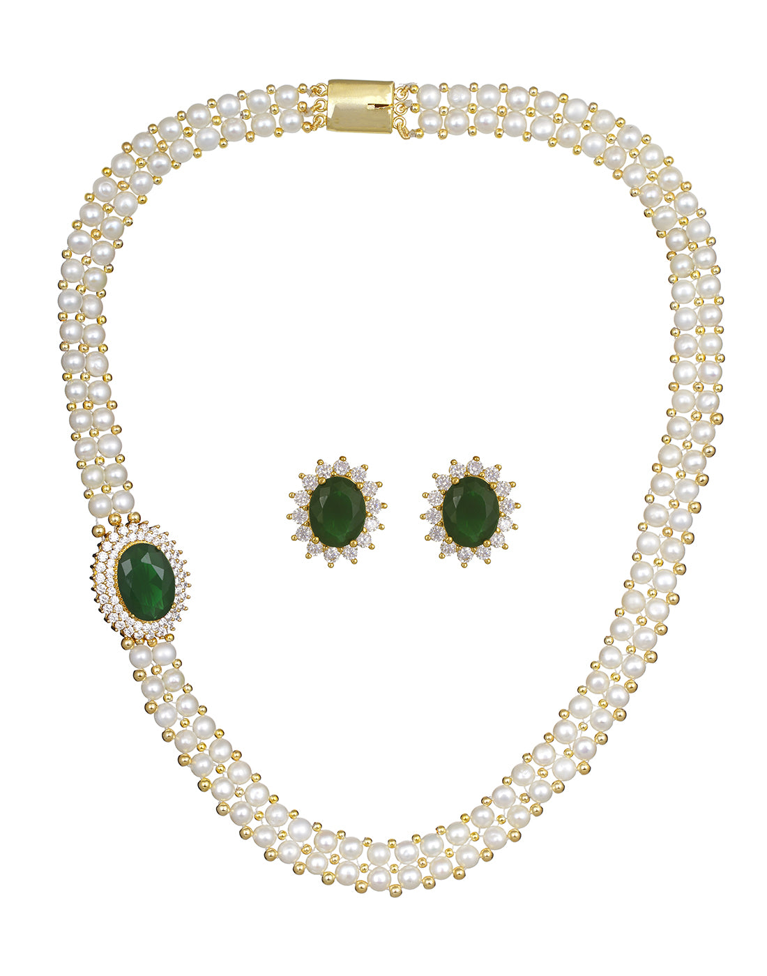 Real Natural Fresh Water Button Pearl Set With Certificate(D.No ADPRLS742)