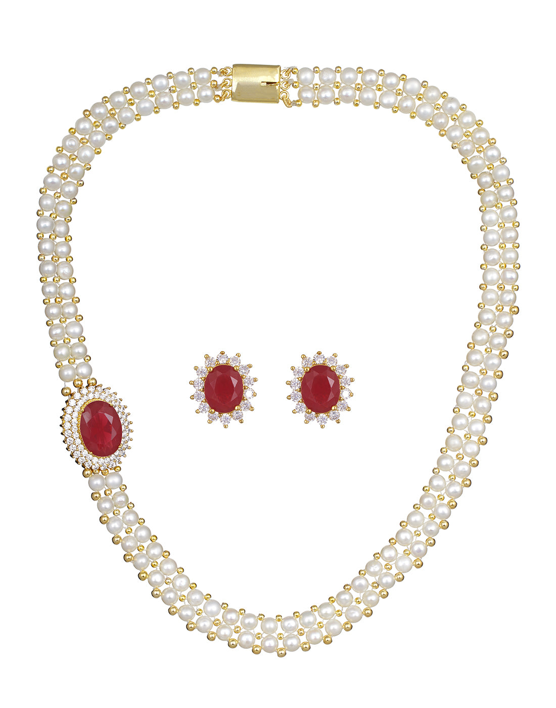 Real Natural Fresh Water Button Pearl Set With Certificate(D.No ADPRLS743)