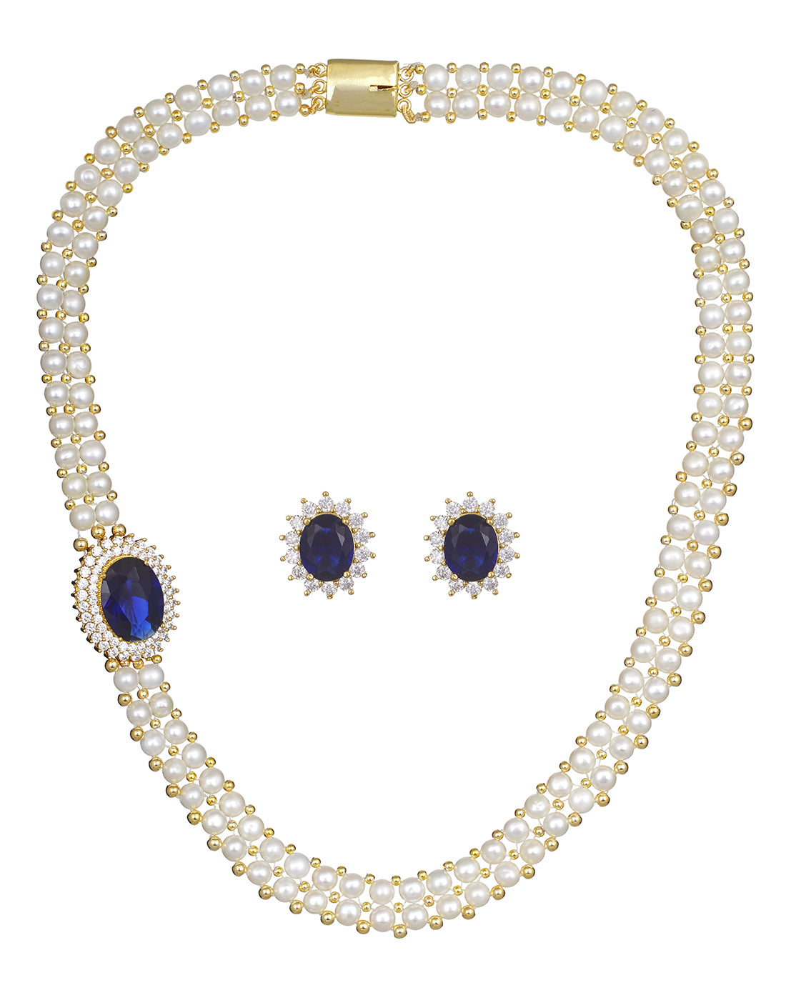 Real Natural Fresh Water Button Pearl Set With Certificate(D.No ADPRLS744)