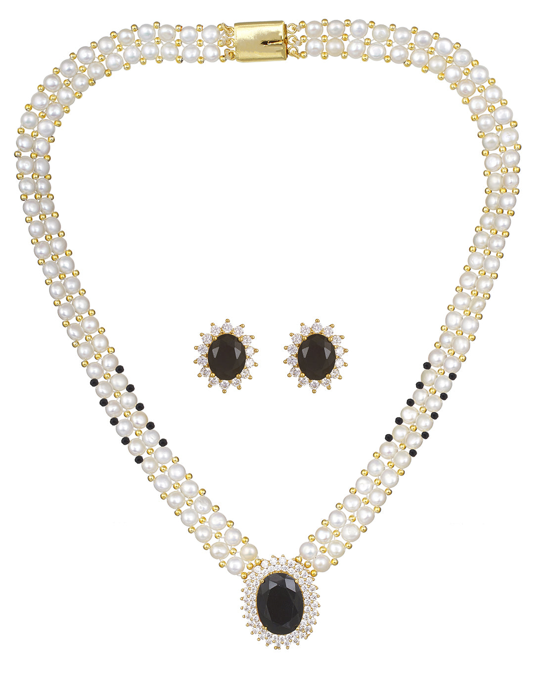 Real Natural Fresh Water Button Pearl Set With Certificate(D.No ADPRLS746)