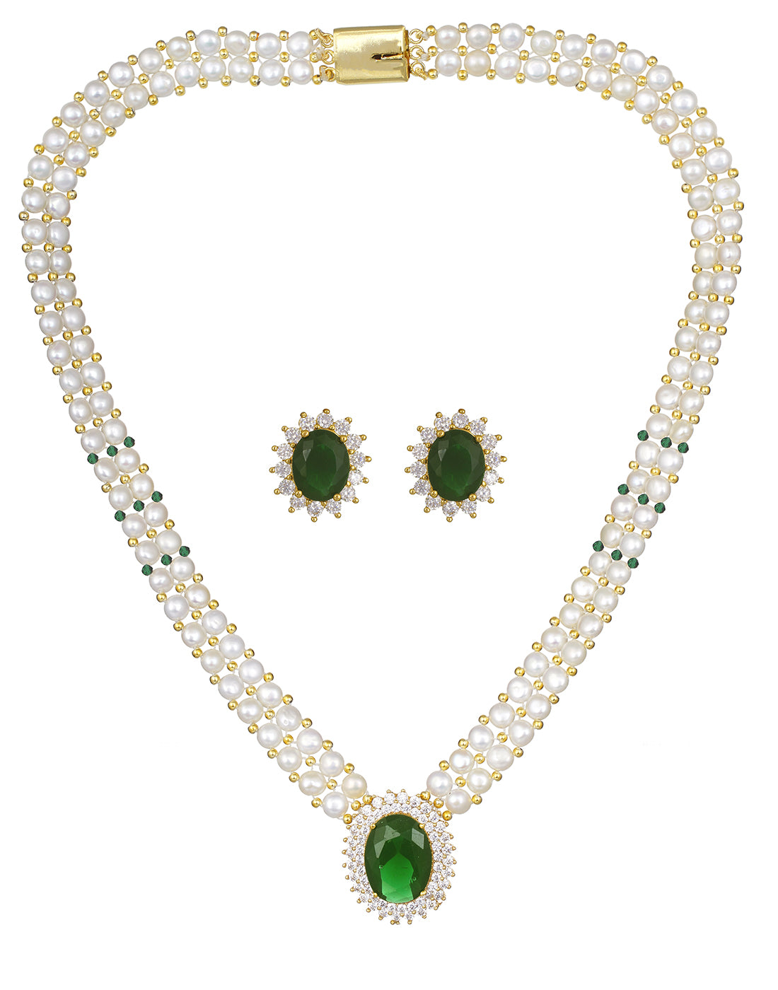 Real Natural Fresh Water Button Pearl Set With Certificate(D.No ADPRLS747)