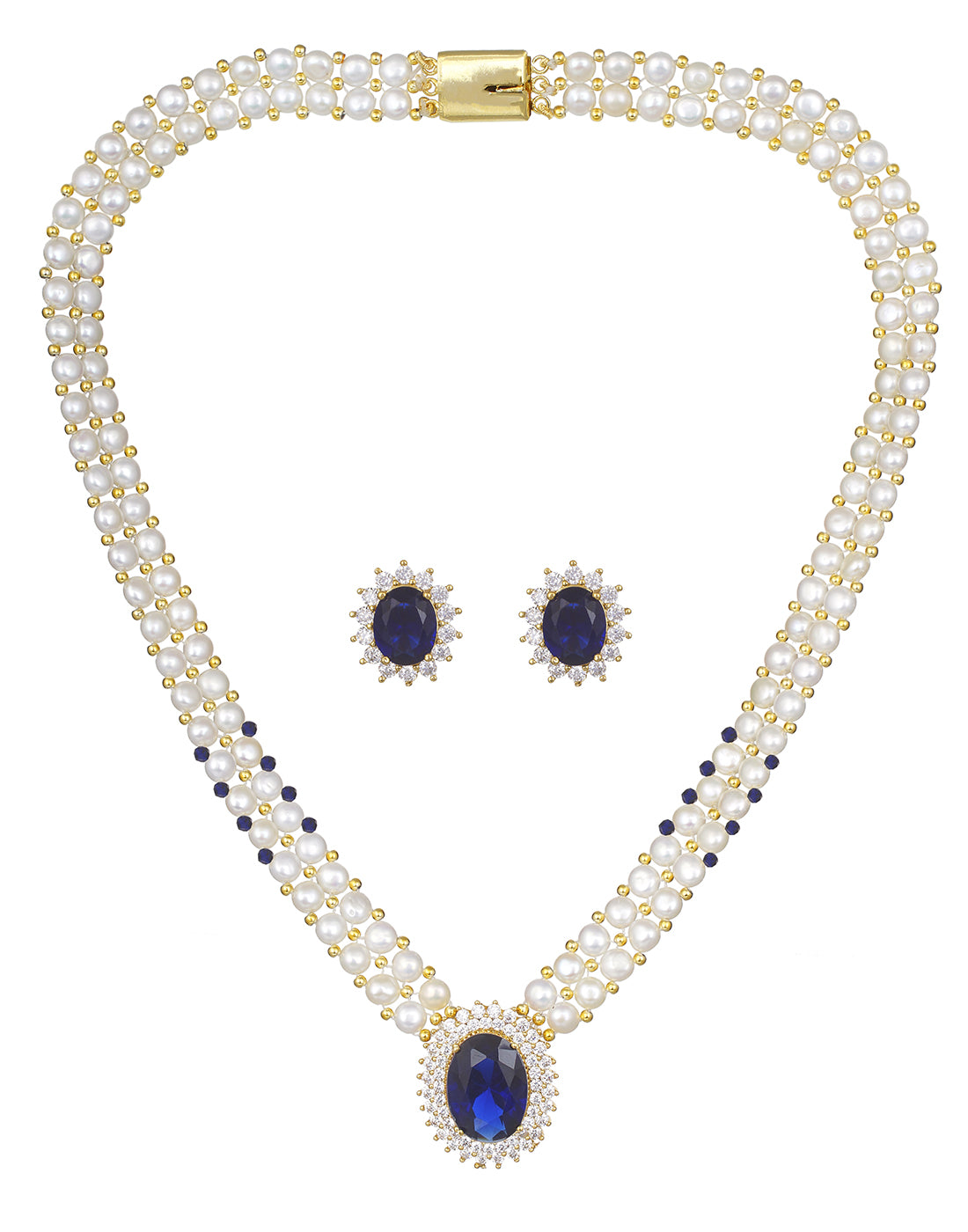 Real Natural Fresh Water Button Pearl Set With Certificate(D.No ADPRLS748)