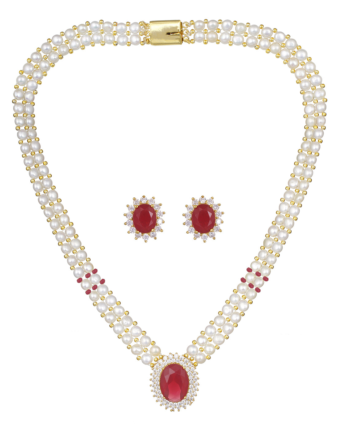 Real Natural Fresh Water Button Pearl Set With Certificate(D.No ADPRLS749)