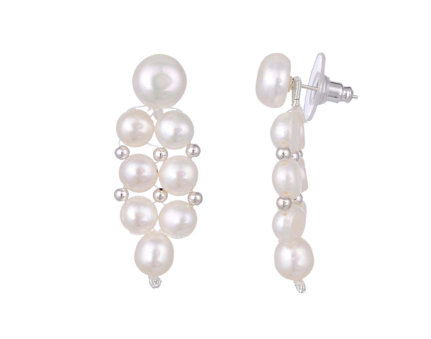 Real Natural Fresh Water Button Pearl Set With Certificate(D.No ADPRLS766)