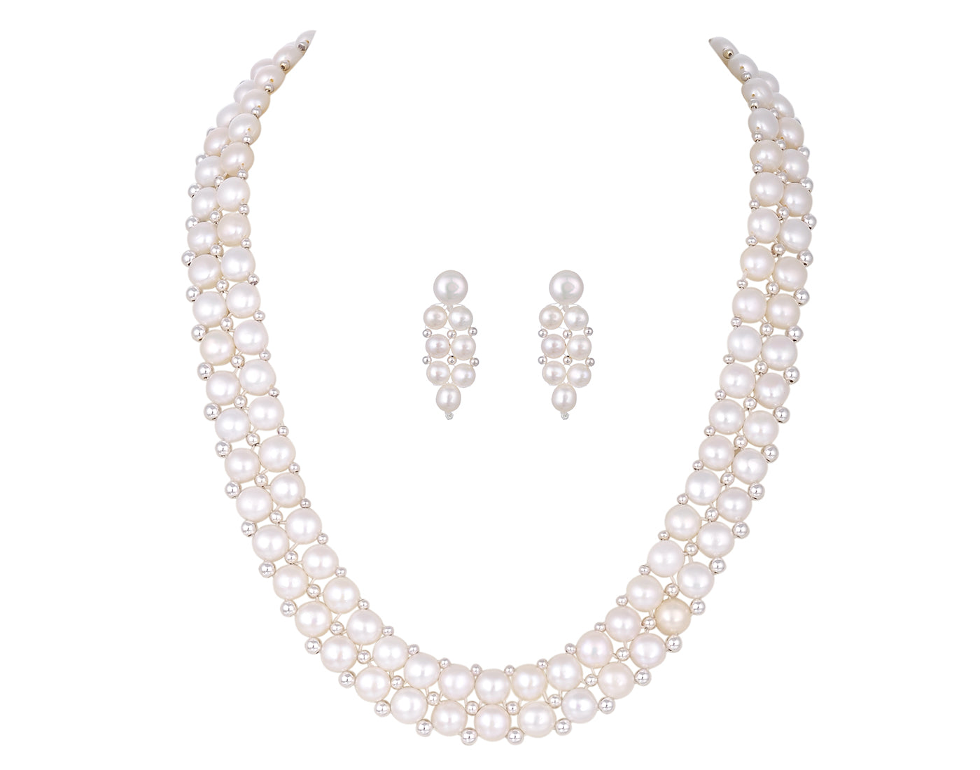 Real Natural Fresh Water Button Pearl Set With Certificate(D.No ADPRLS766)