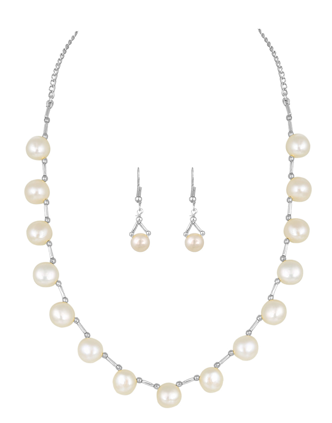 Real Natural Fresh Water Button Pearl Set With Certificate(D.No ADPRLS771)