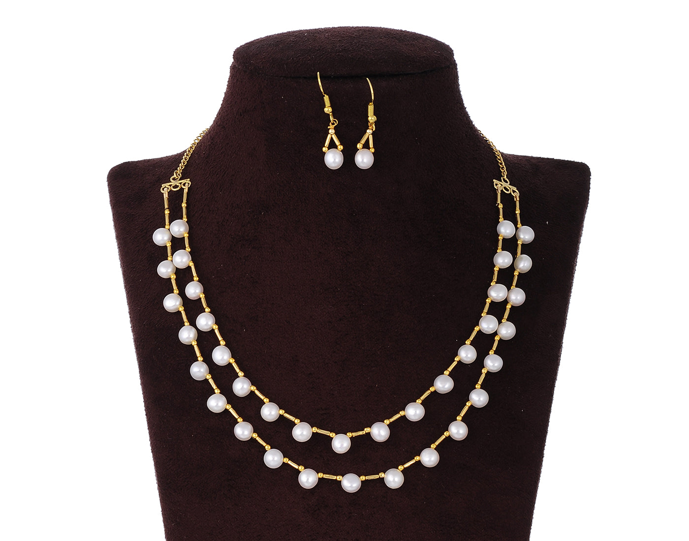 Real Natural Fresh Water Button Pearl Set With Certificate(D.No ADPRLS773)