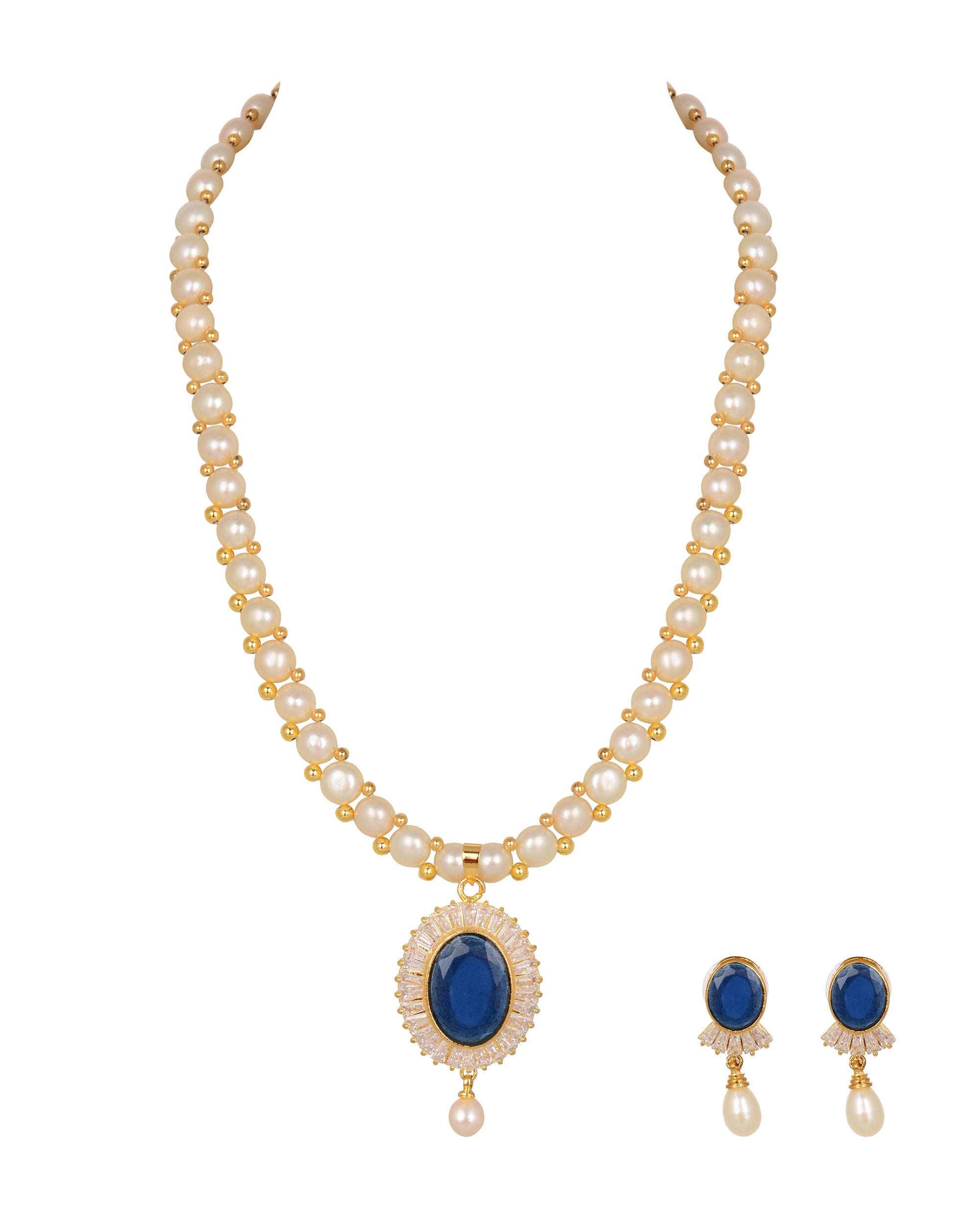 Real Natural Fresh Water Button Pearl Set With Certificate(D.No ADPRLS782)