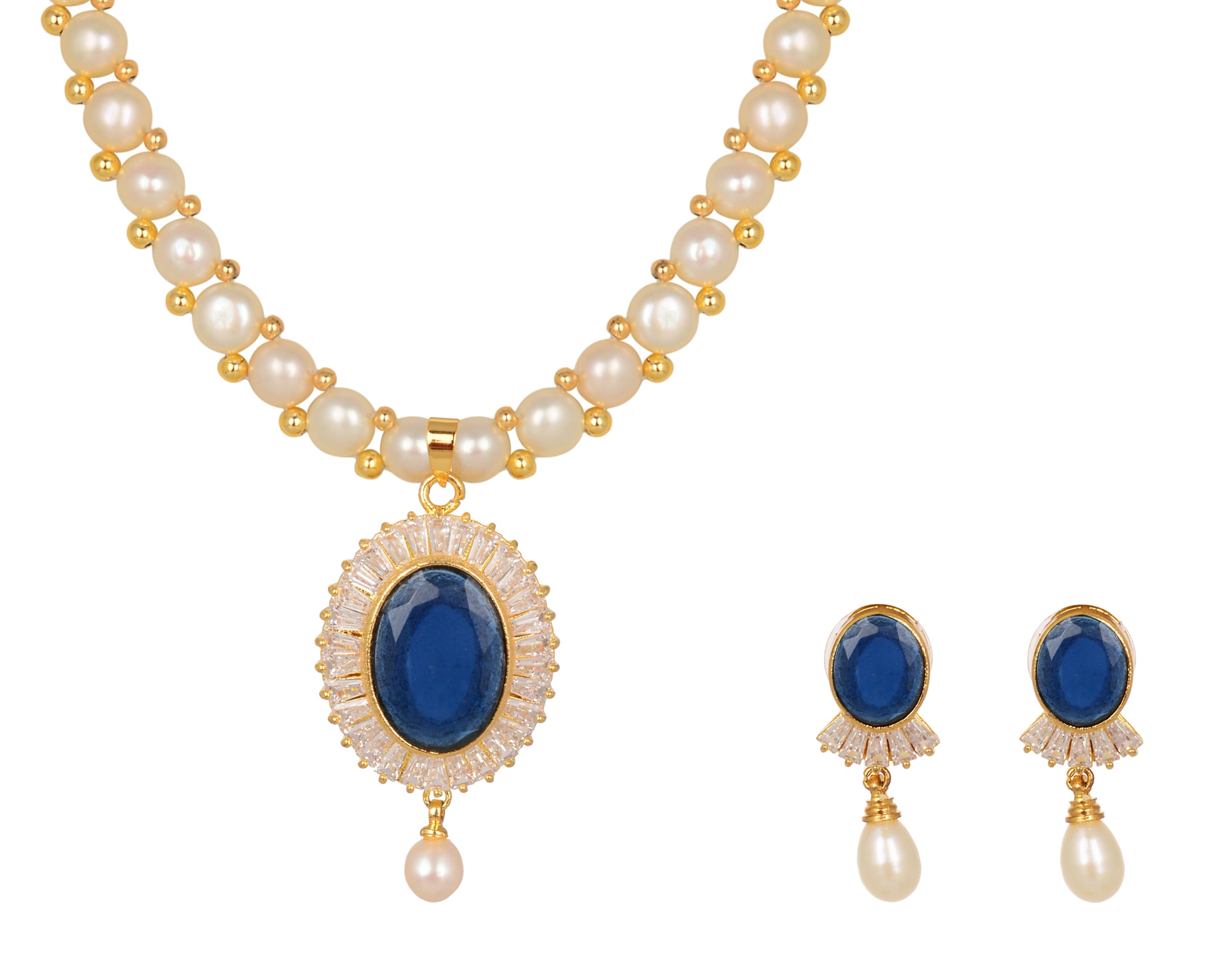 Real Natural Fresh Water Button Pearl Set With Certificate(D.No ADPRLS782)