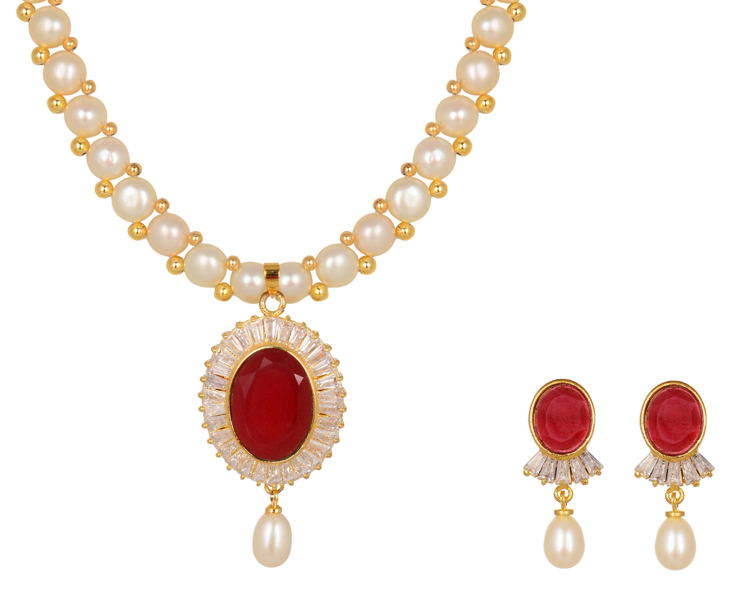 Real Natural Fresh Water Button Pearl Set With Certificate(D.No ADPRLS784)
