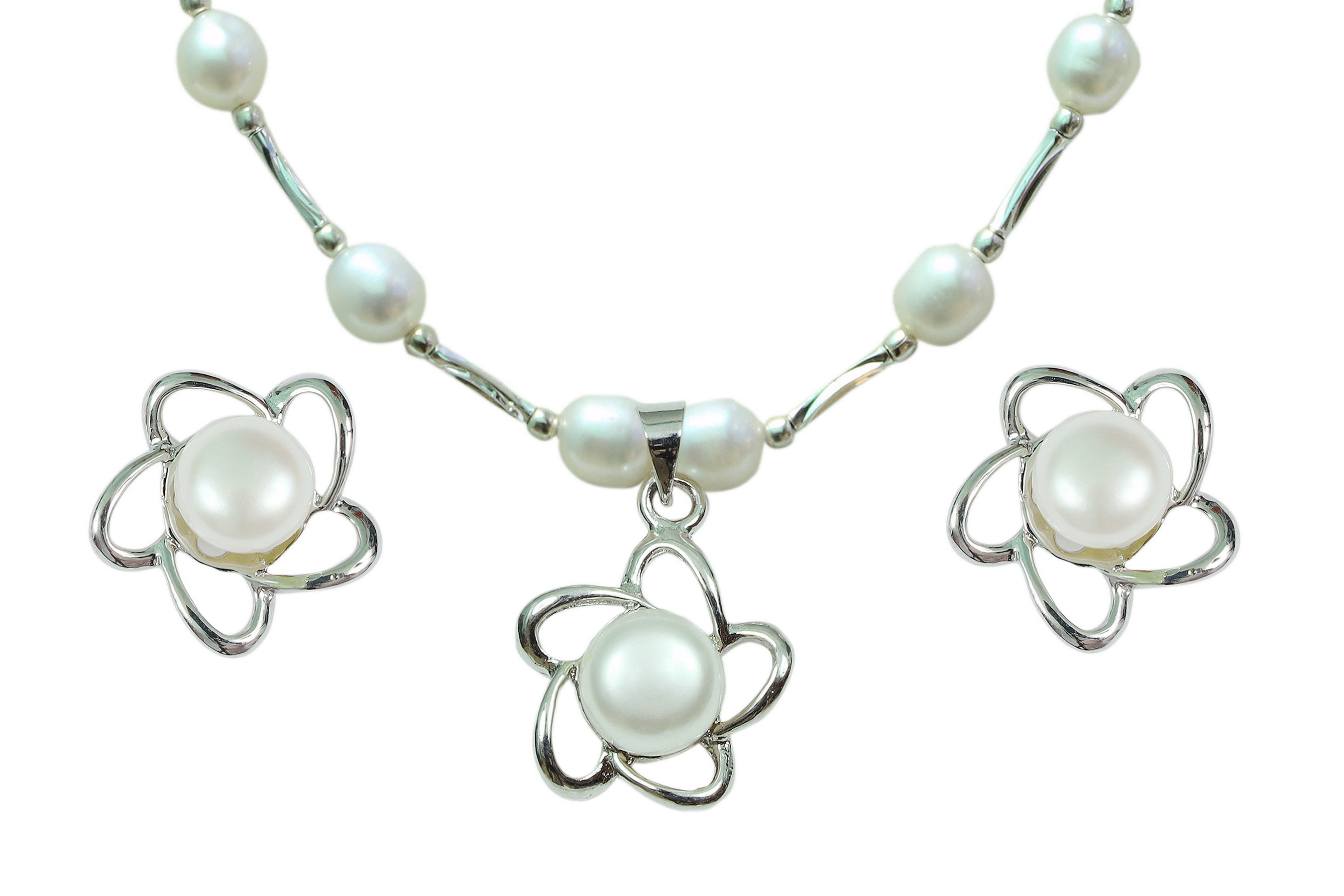 Real Natural Fresh Water Pearl Set With Certificate(D.No ADPRLS791)