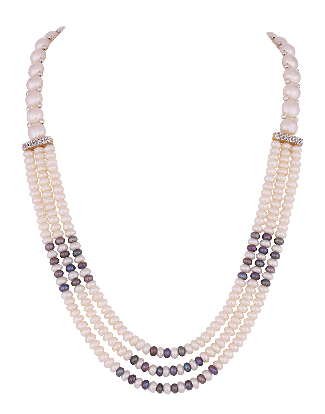 Real Natural Fresh Water Triple String Pearl Set With Certificate(D.No ADPRLS825)