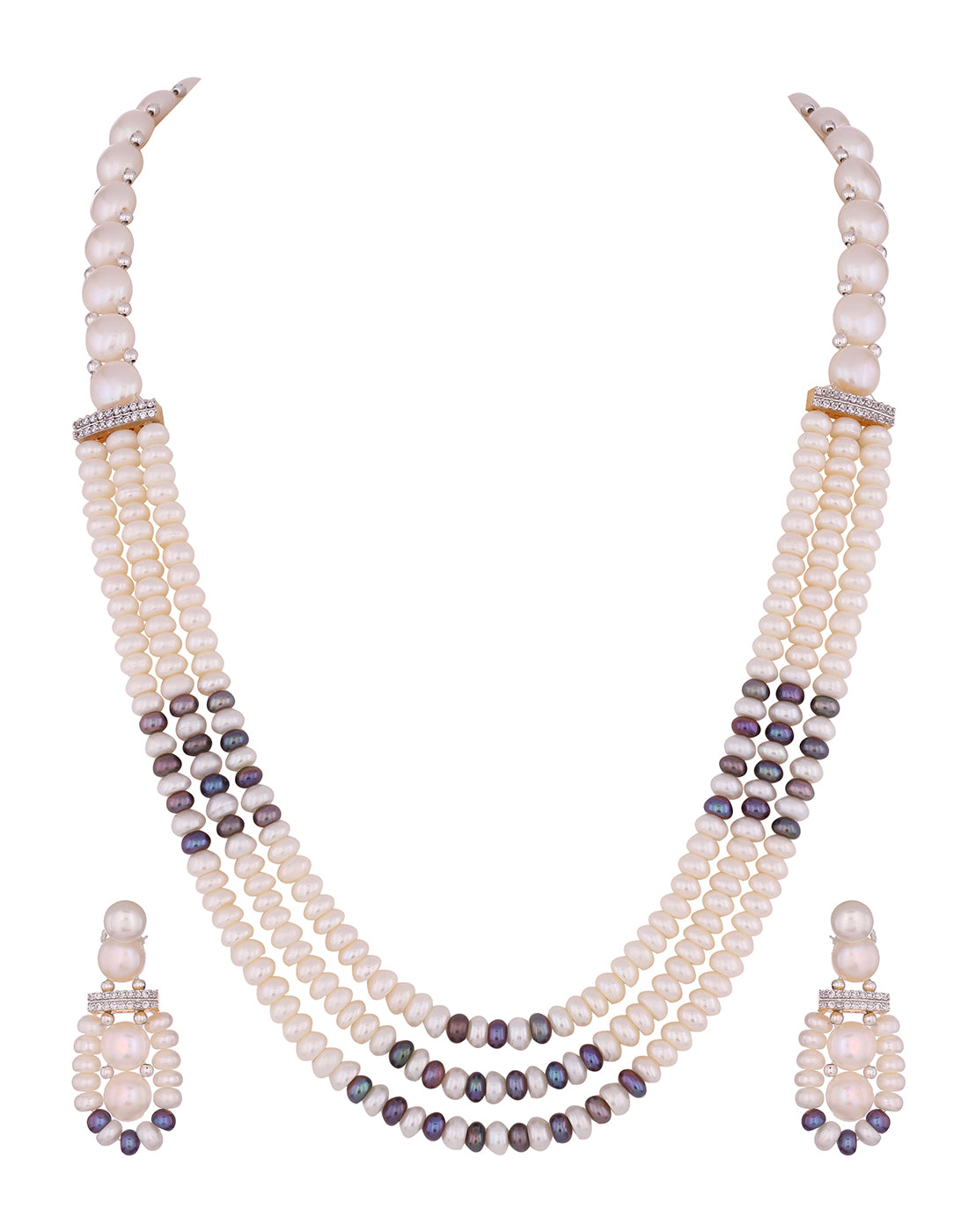 Real Natural Fresh Water Triple String Pearl Set With Certificate(D.No ADPRLS825)