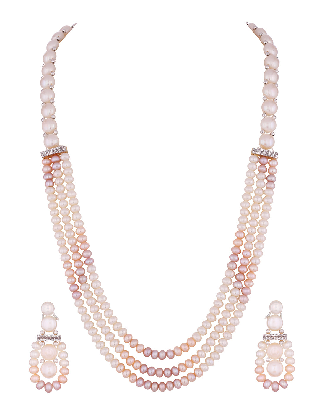 Real Natural Fresh Water Triple String Pearl Set With Certificate(D.No ADPRLS826)