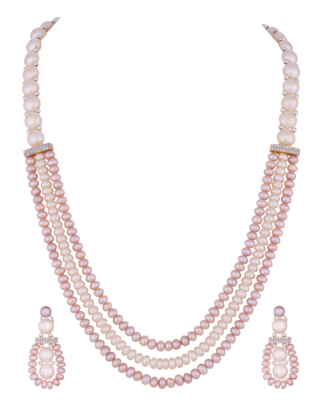 Real Natural Fresh Water Triple String Pearl Set With Certificate(D.No ADPRLS828)