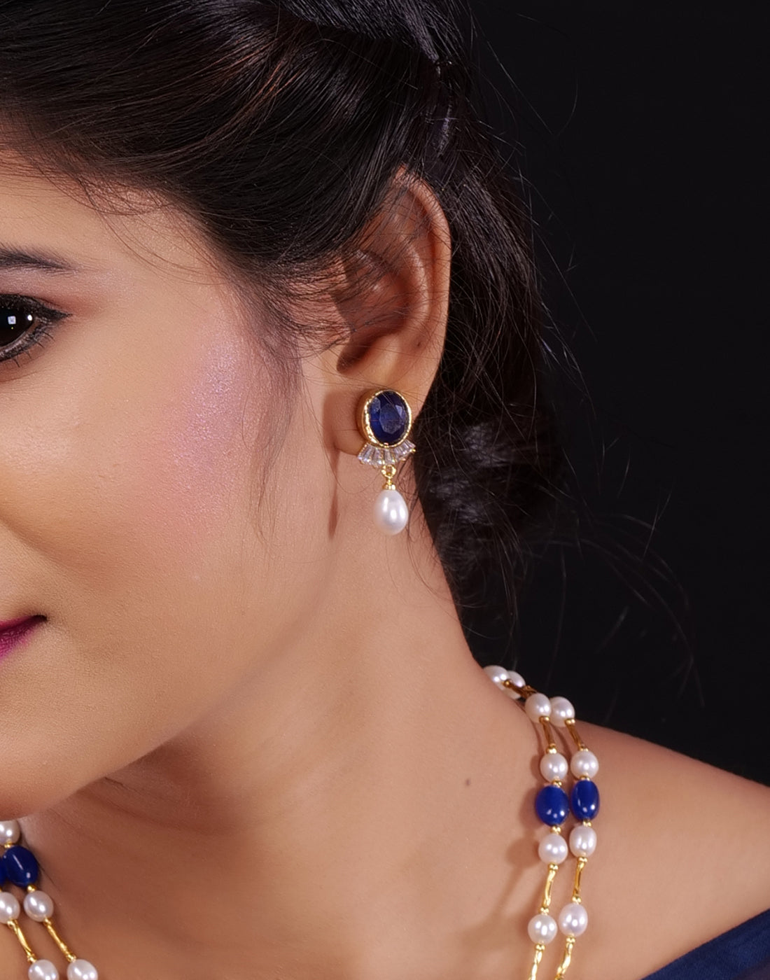 Natural Fresh Water Real Double String Pearl Set With Certificate(D.No ADPRLS871)