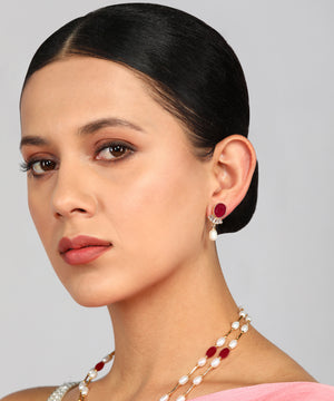 Natural Fresh Water Real Double String Pearl Set With Certificate(D.No ADPRLS872)