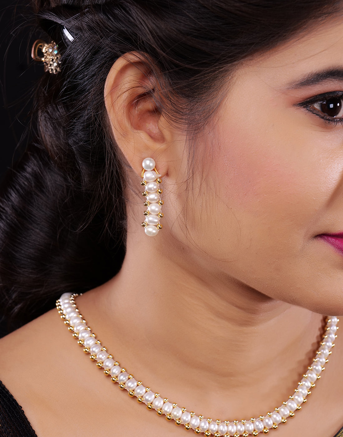 Natural Fresh Water Real Single String Pearl Set With Certificate(D.No ADPRLS879)