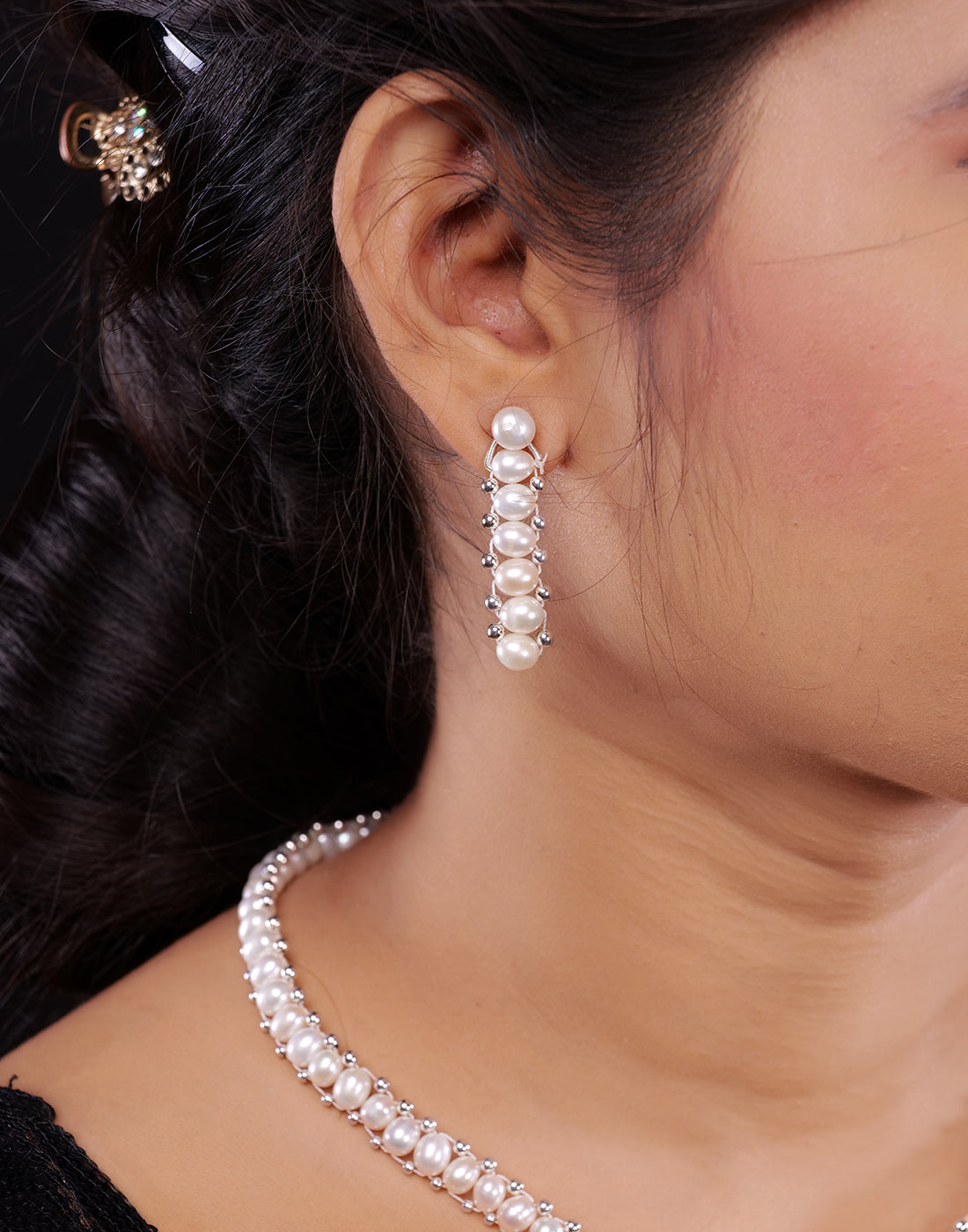 Natural Fresh Water Real Single String Pearl Set With Certificate(D.No ADPRLS880)