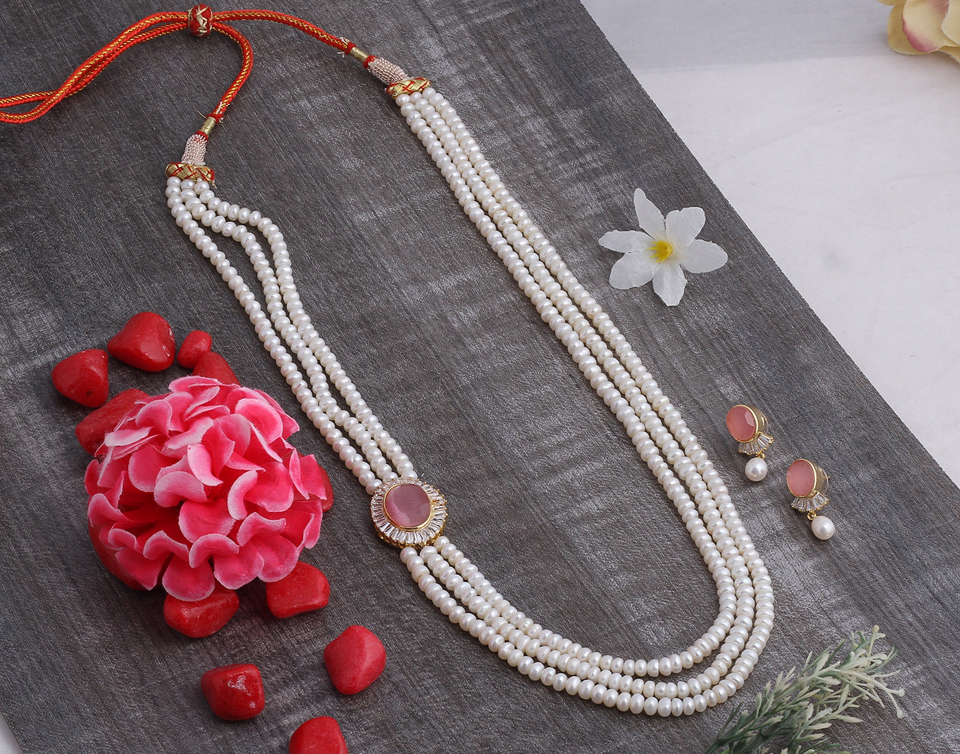 Real Natural Fresh Water Pearl Set With Certificate(D.No ADPRLS933)