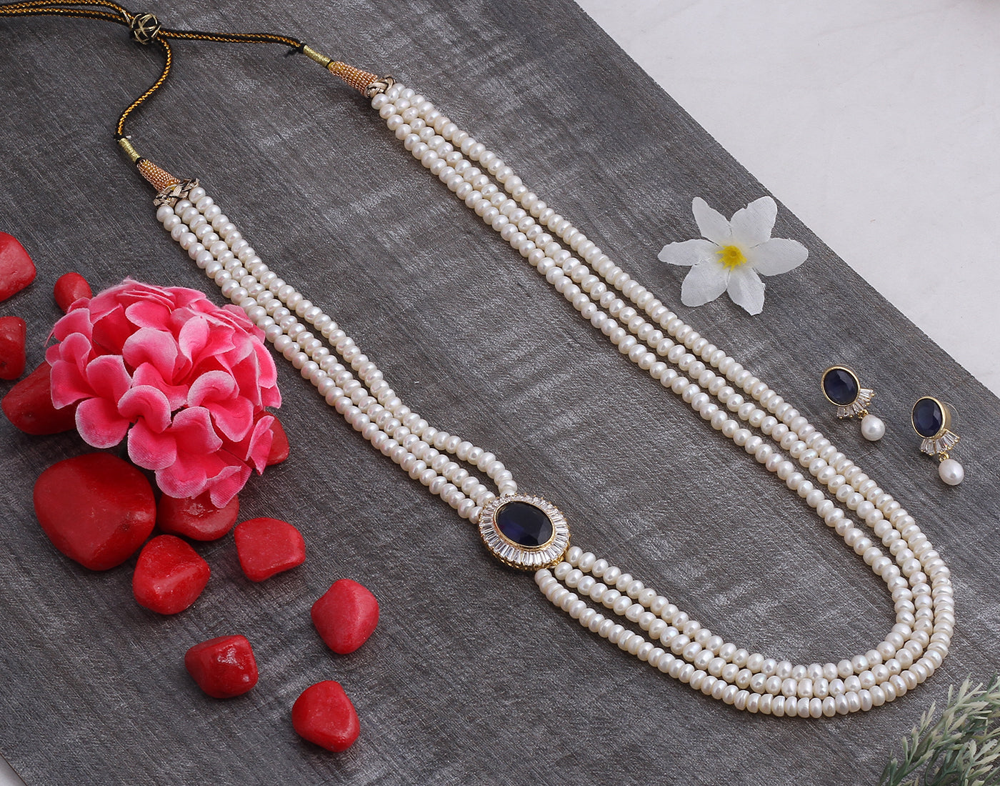 Real Natural Fresh Water Pearl Set With Certificate(D.No ADPRLS934)