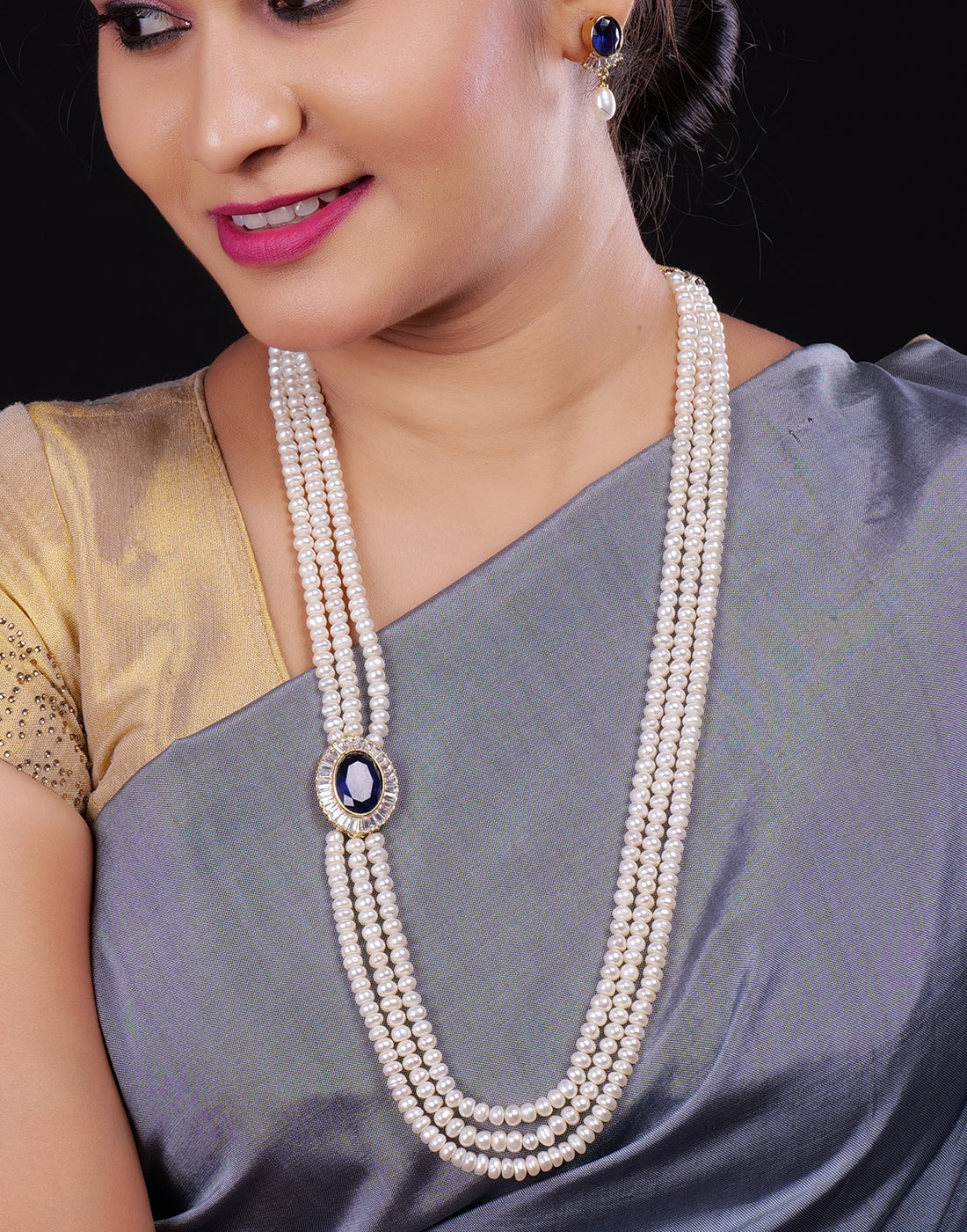 Real Natural Fresh Water Pearl Set With Certificate(D.No ADPRLS934)