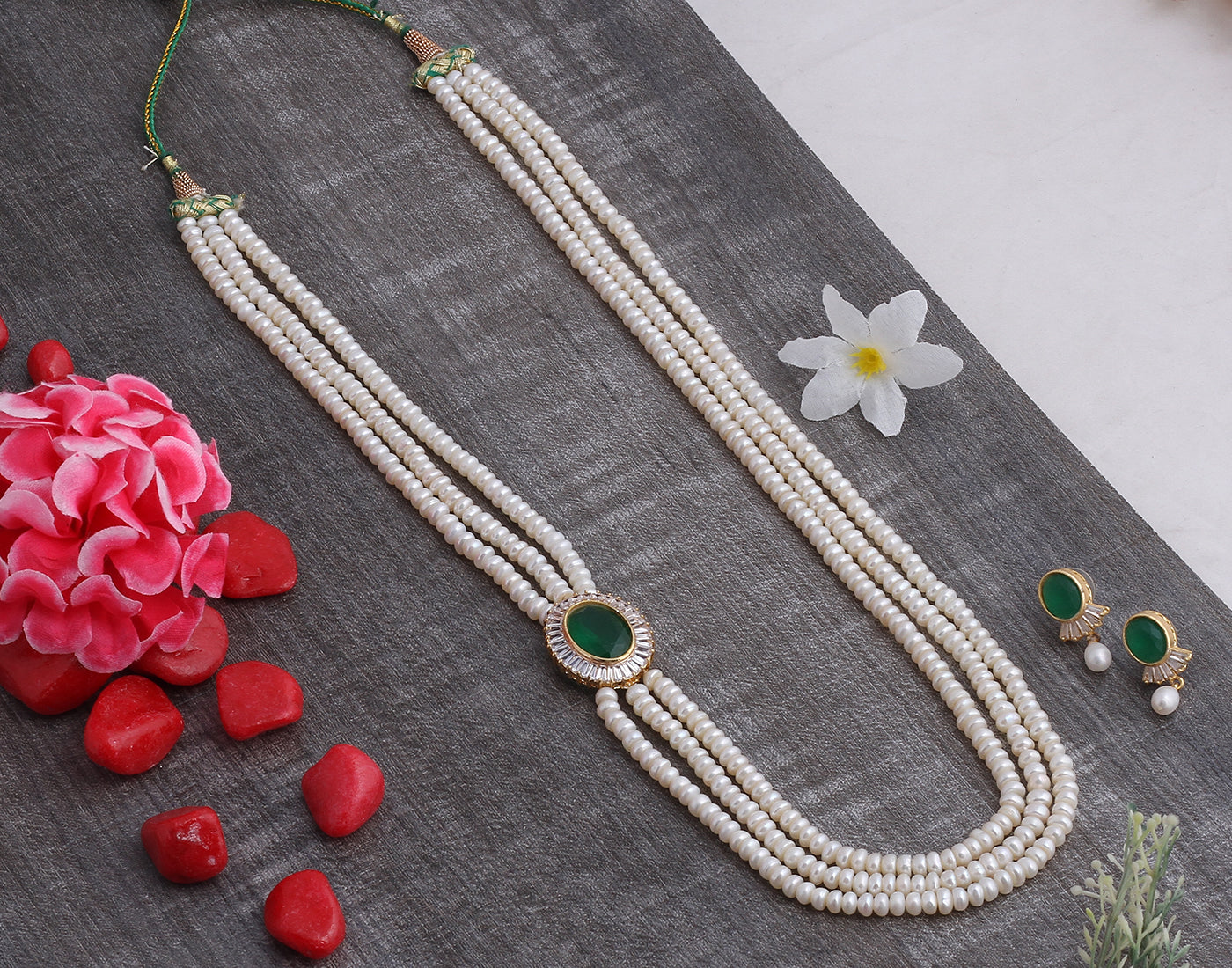 Real Natural Fresh Water Pearl Set With Certificate(D.No ADPRLS935)