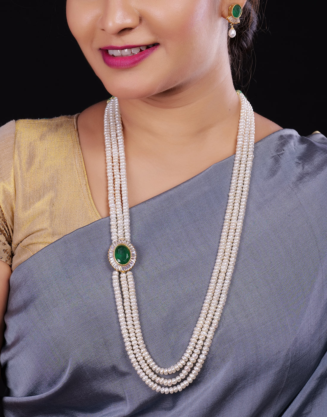 Real Natural Fresh Water Pearl Set With Certificate(D.No ADPRLS935)