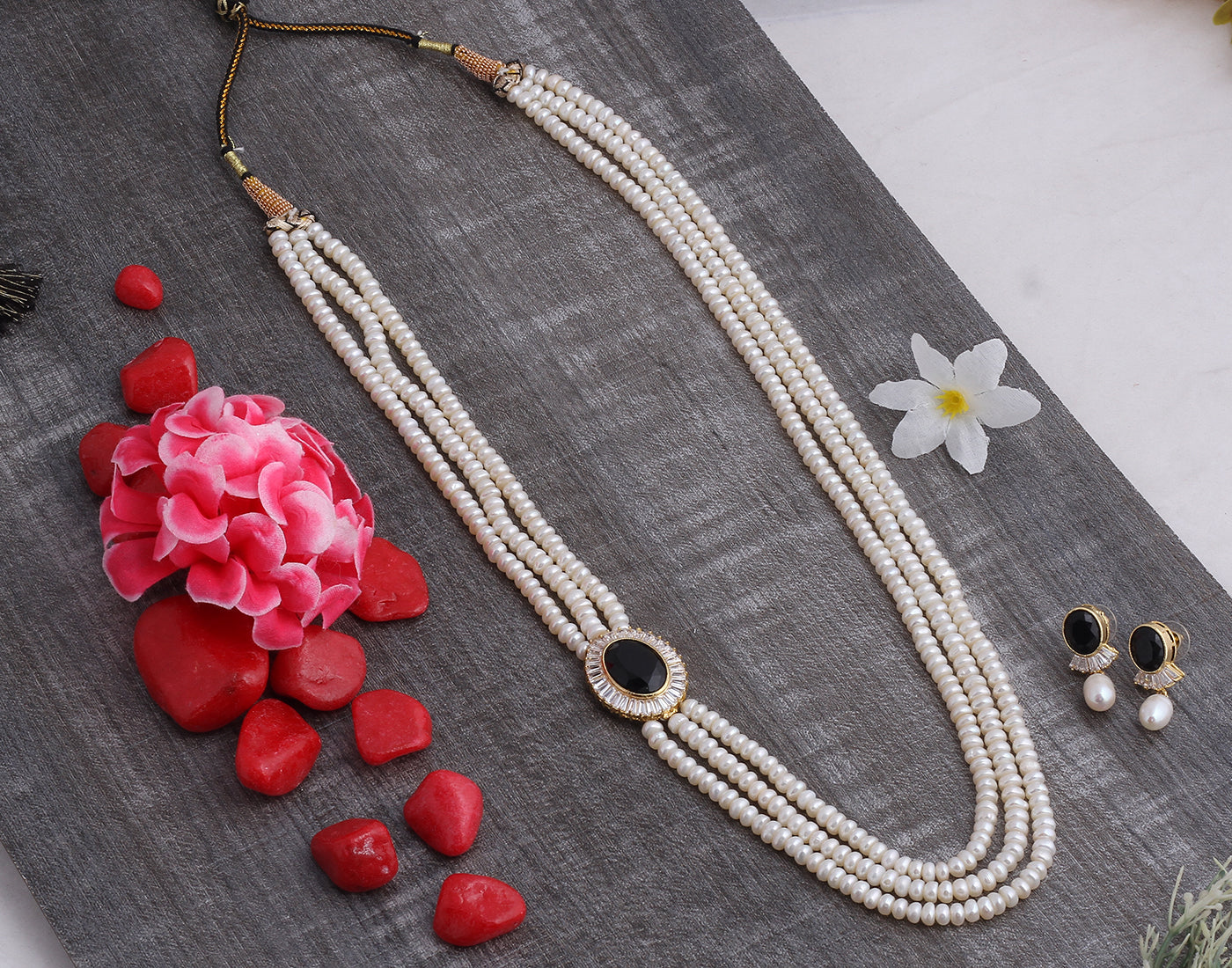 Real Natural Fresh Water Pearl Set With Certificate(D.No ADPRLS936)