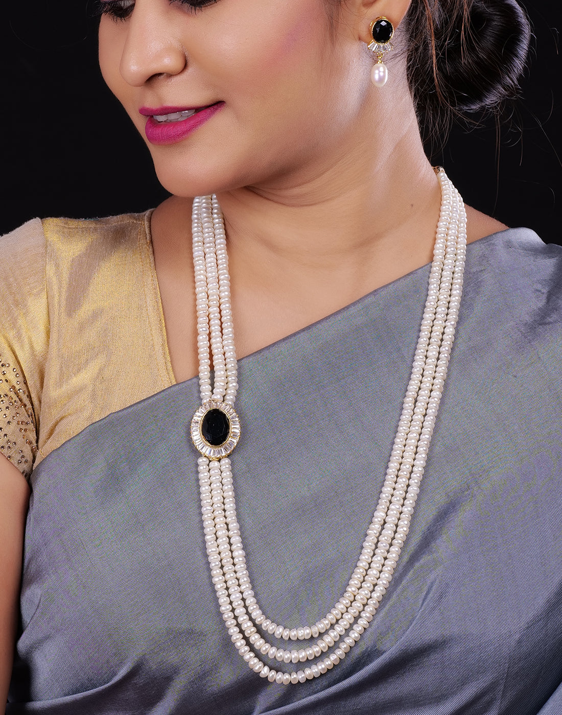Real Natural Fresh Water Pearl Set With Certificate(D.No ADPRLS936)