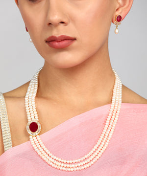 Real Natural Fresh Water Pearl Set With Certificate(D.No ADPRLS937)