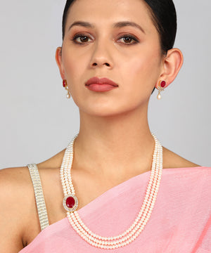 Real Natural Fresh Water Pearl Set With Certificate(D.No ADPRLS937)