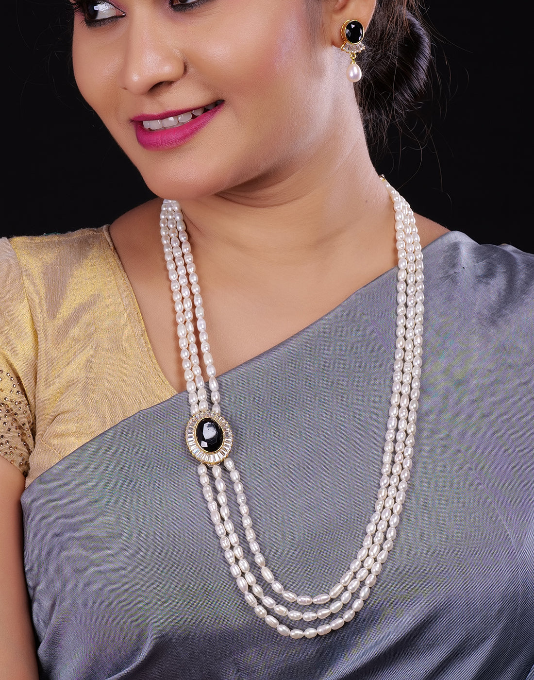 Real Natural Fresh Water Pearl Set With Certificate(D.No ADPRLS938)