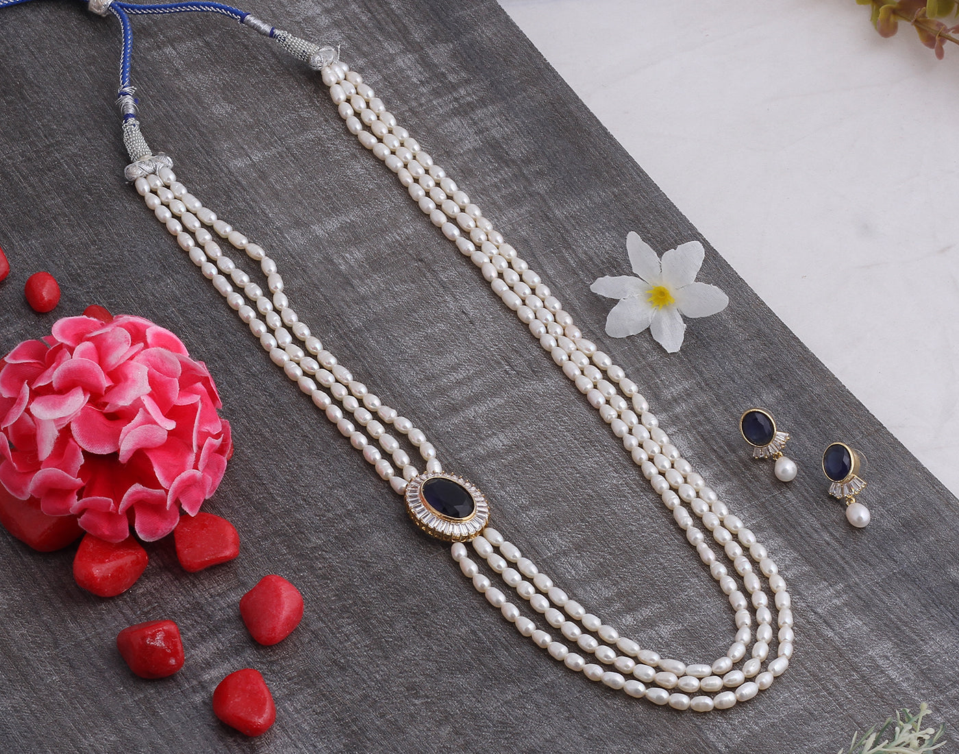 Real Natural Fresh Water Pearl Set With Certificate(D.No ADPRLS940)
