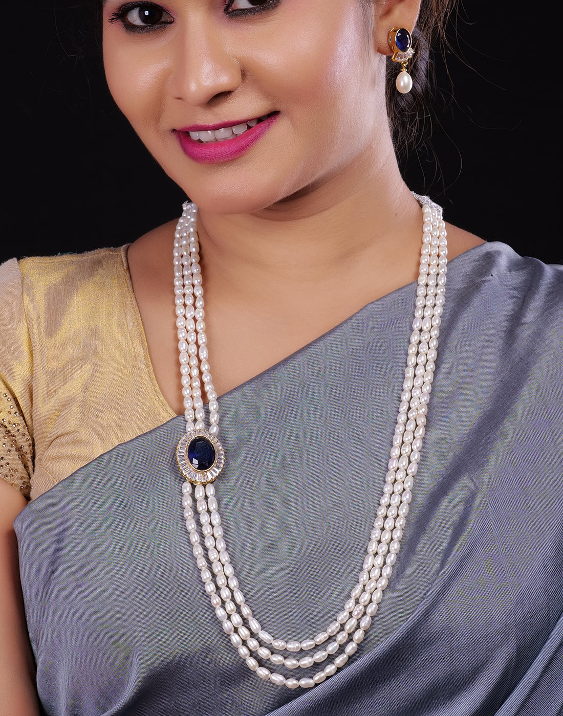 Real Natural Fresh Water Pearl Set With Certificate(D.No ADPRLS940)