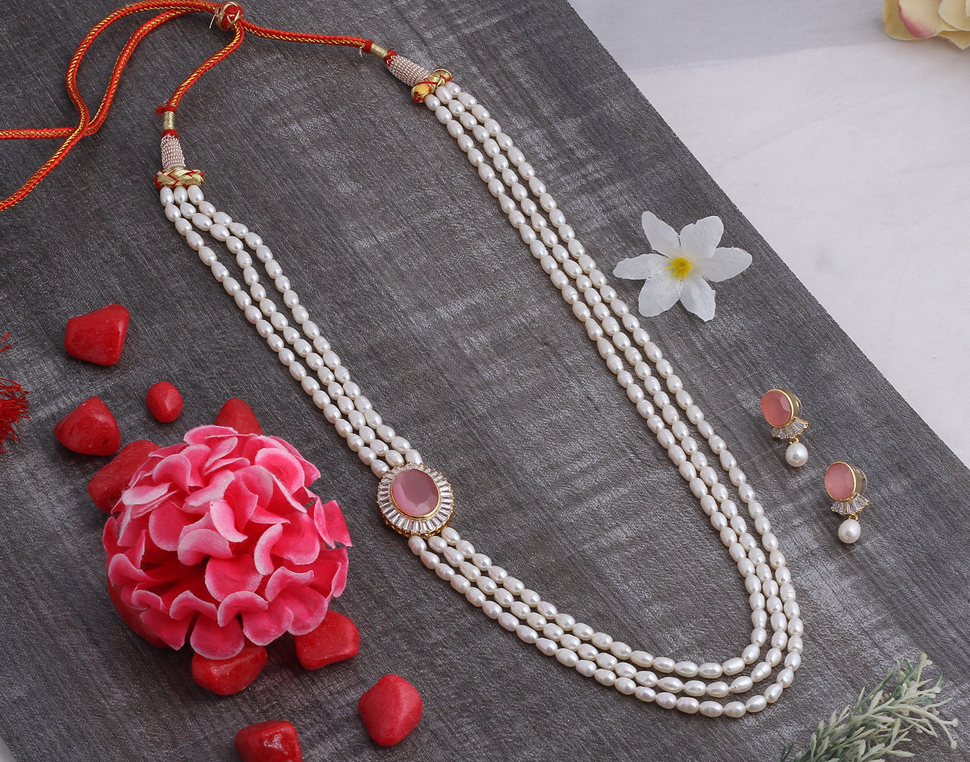 Real Natural Fresh Water Pearl Set With Certificate(D.No ADPRLS941)