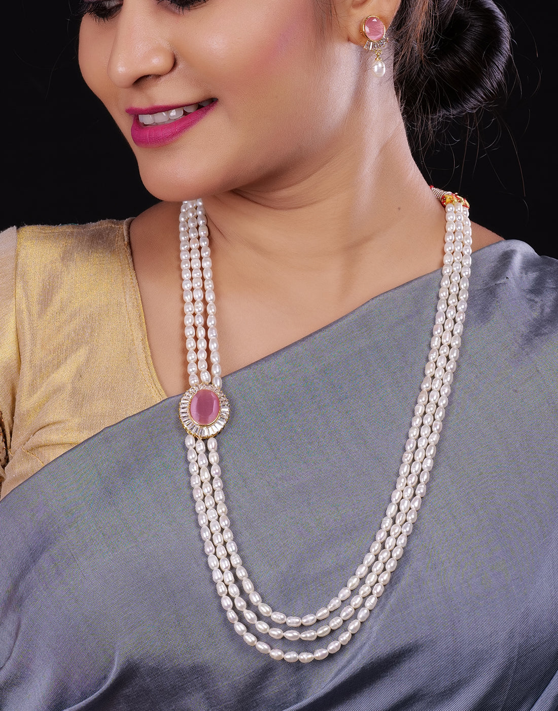 Real Natural Fresh Water Pearl Set With Certificate(D.No ADPRLS941)
