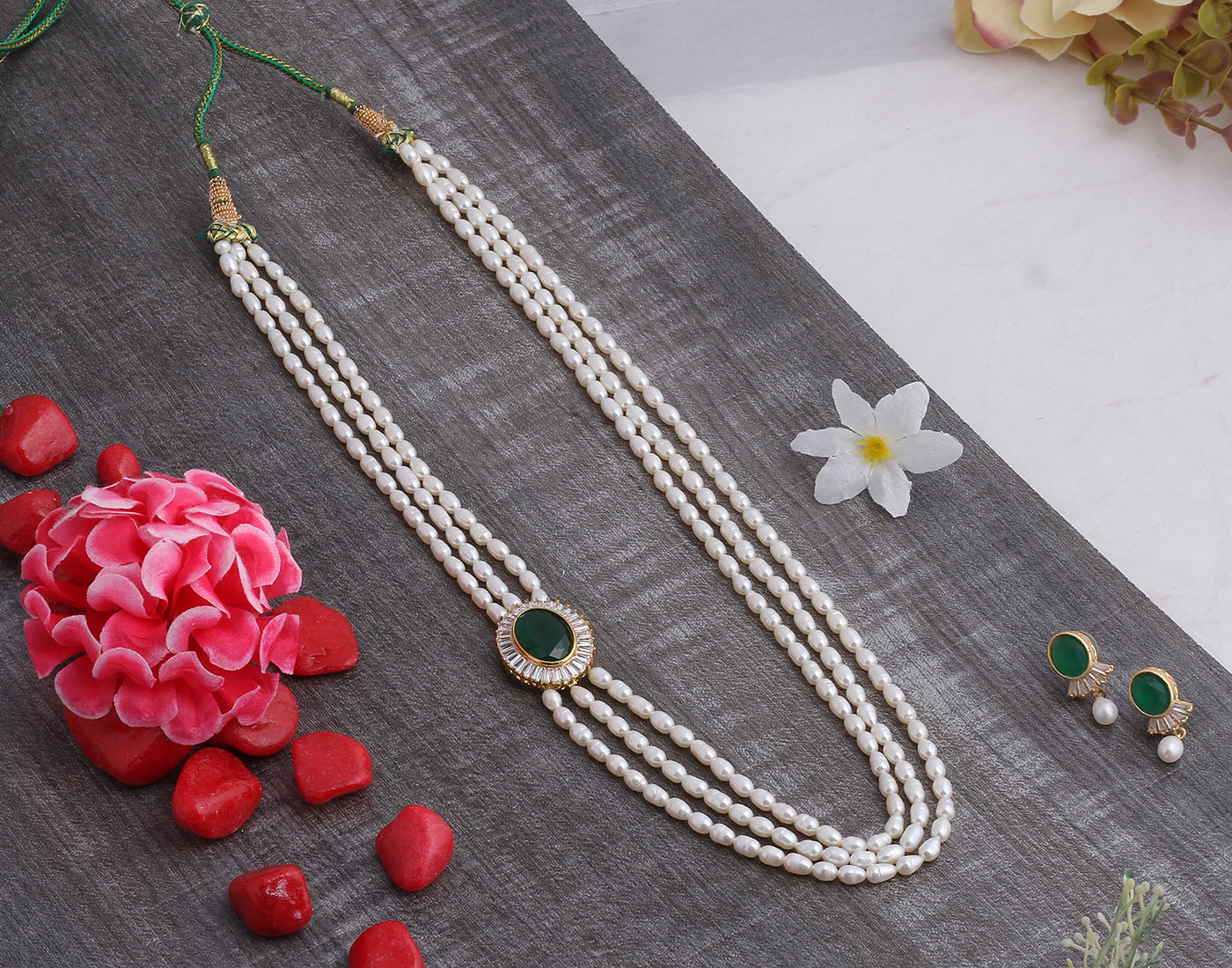 Real Natural Fresh Water Pearl Set With Certificate(D.No ADPRLS942)