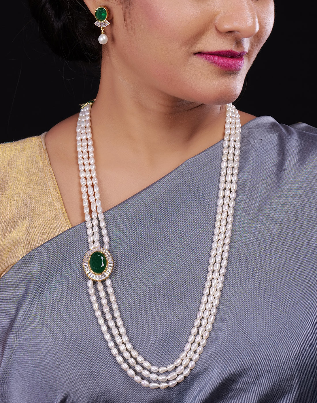 Real Natural Fresh Water Pearl Set With Certificate(D.No ADPRLS942)
