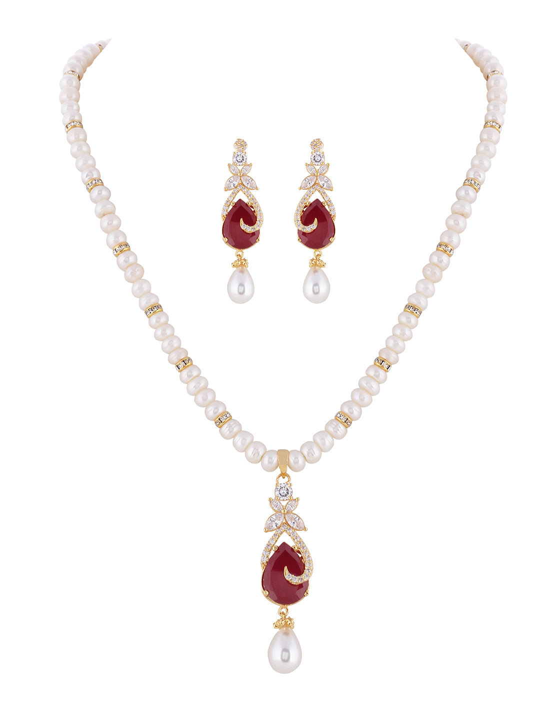 Real Natural Fresh Water Pearl Set With Certificate(D.No ADPRLS953)